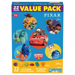 Betty Crocker Disney Pixar Fruit Flavored Snacks, Treat Pouches, Gluten Free Snack, Value Pack, 22 Ct, 17.6 oz