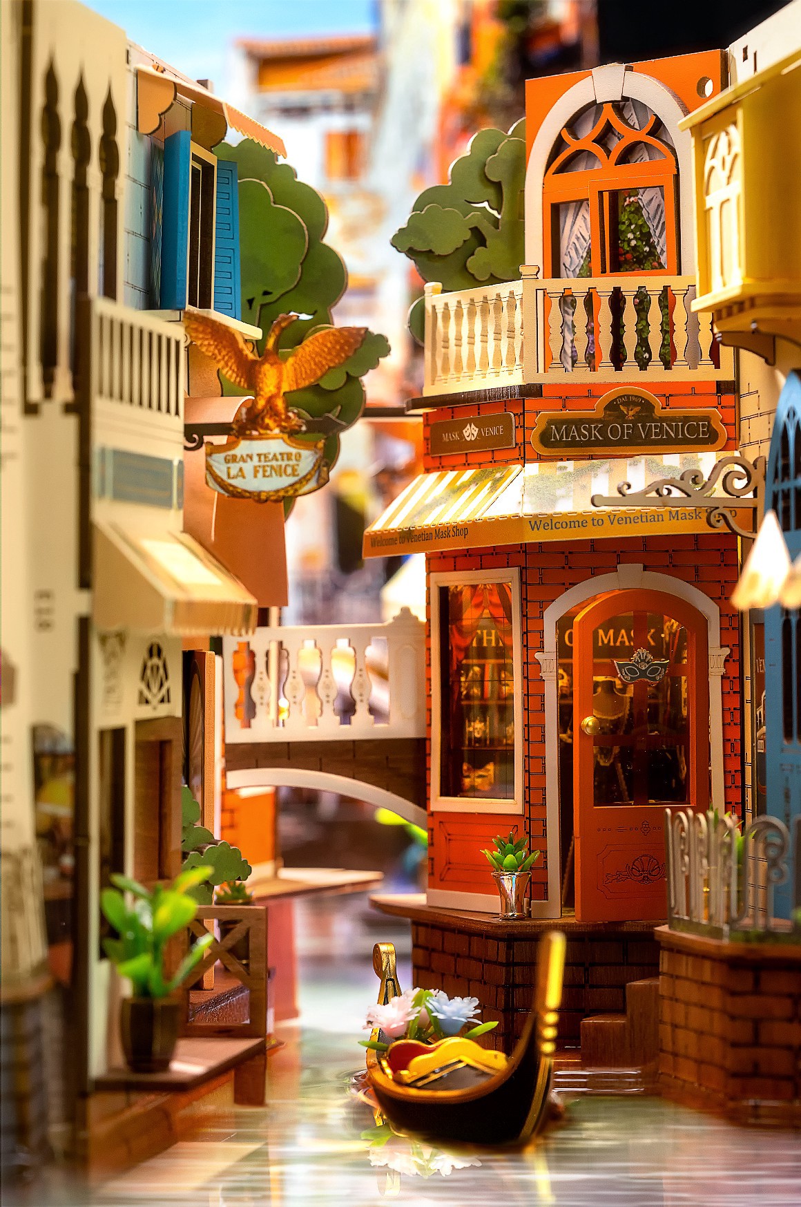 slide 6 of 10, Robotime Rolife Romantic Venice Diy Book Nook Shelf Insert Kit, 4.3 in x 7 in x 9.6 in