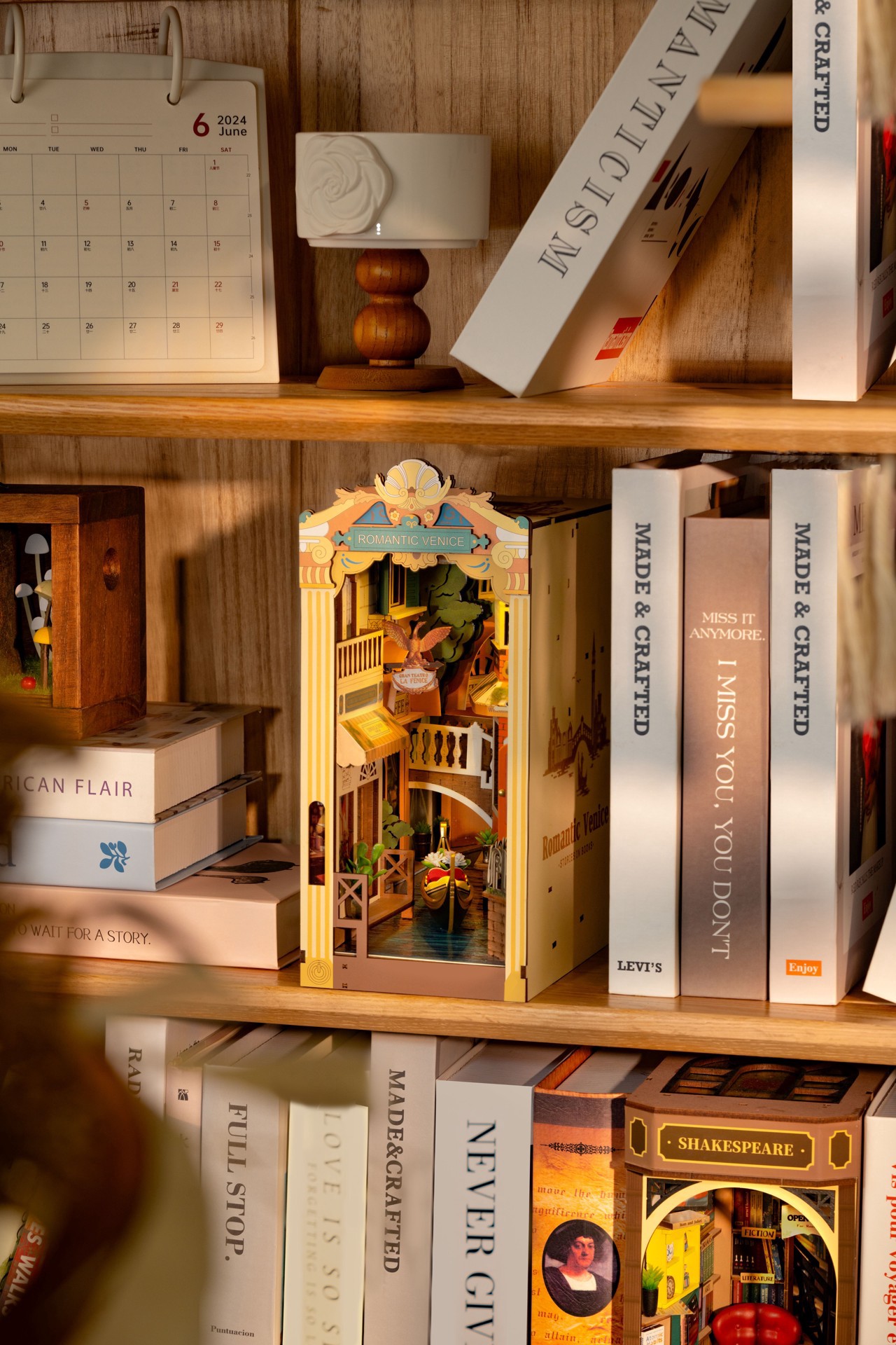 slide 3 of 10, Robotime Rolife Romantic Venice Diy Book Nook Shelf Insert Kit, 4.3 in x 7 in x 9.6 in