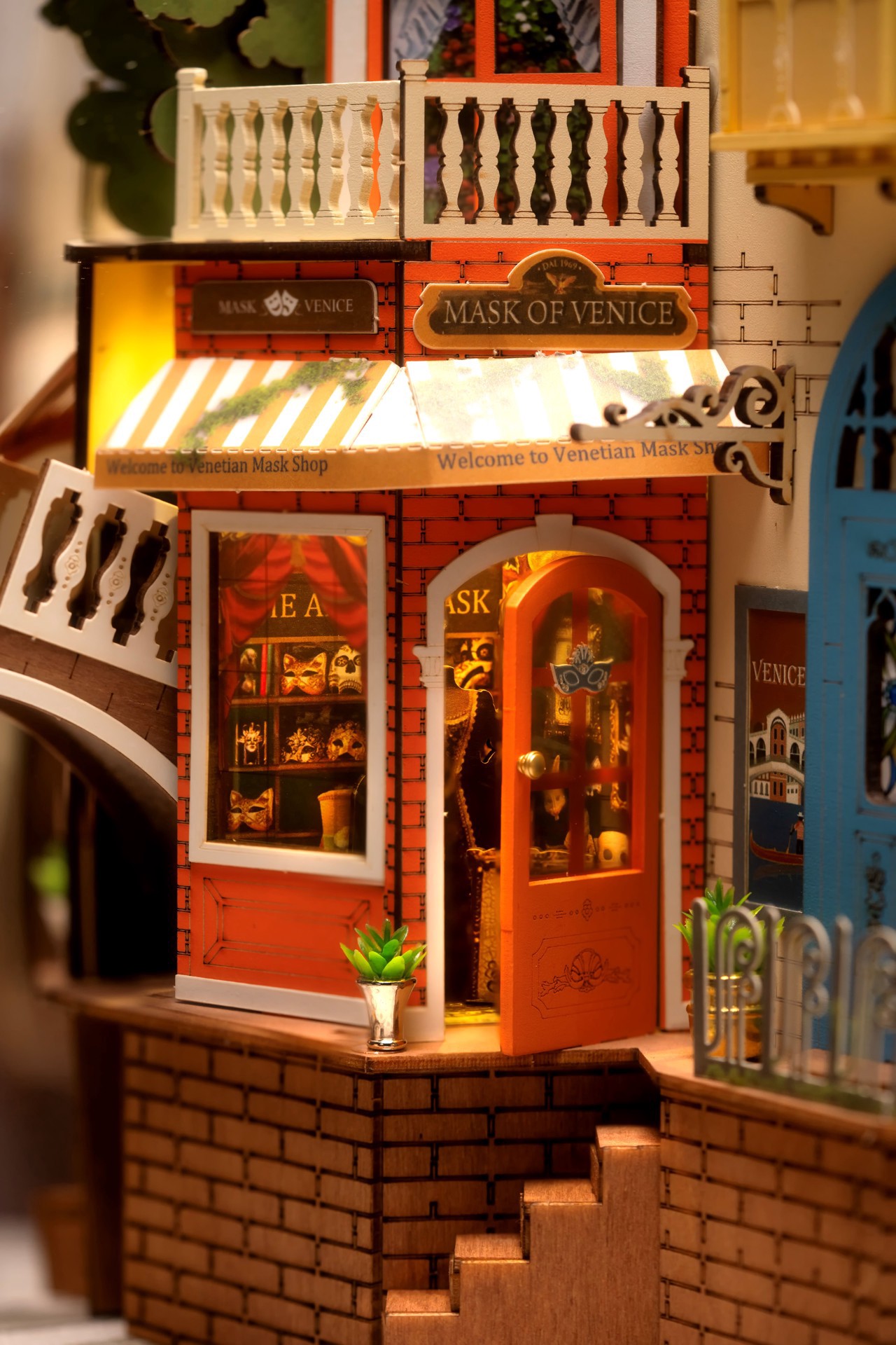 slide 8 of 10, Robotime Rolife Romantic Venice Diy Book Nook Shelf Insert Kit, 4.3 in x 7 in x 9.6 in