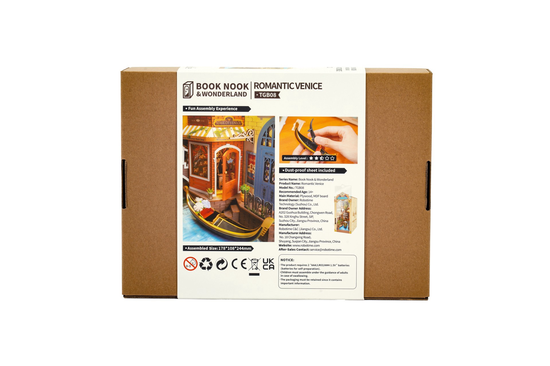 slide 2 of 10, Robotime Rolife Romantic Venice Diy Book Nook Shelf Insert Kit, 4.3 in x 7 in x 9.6 in