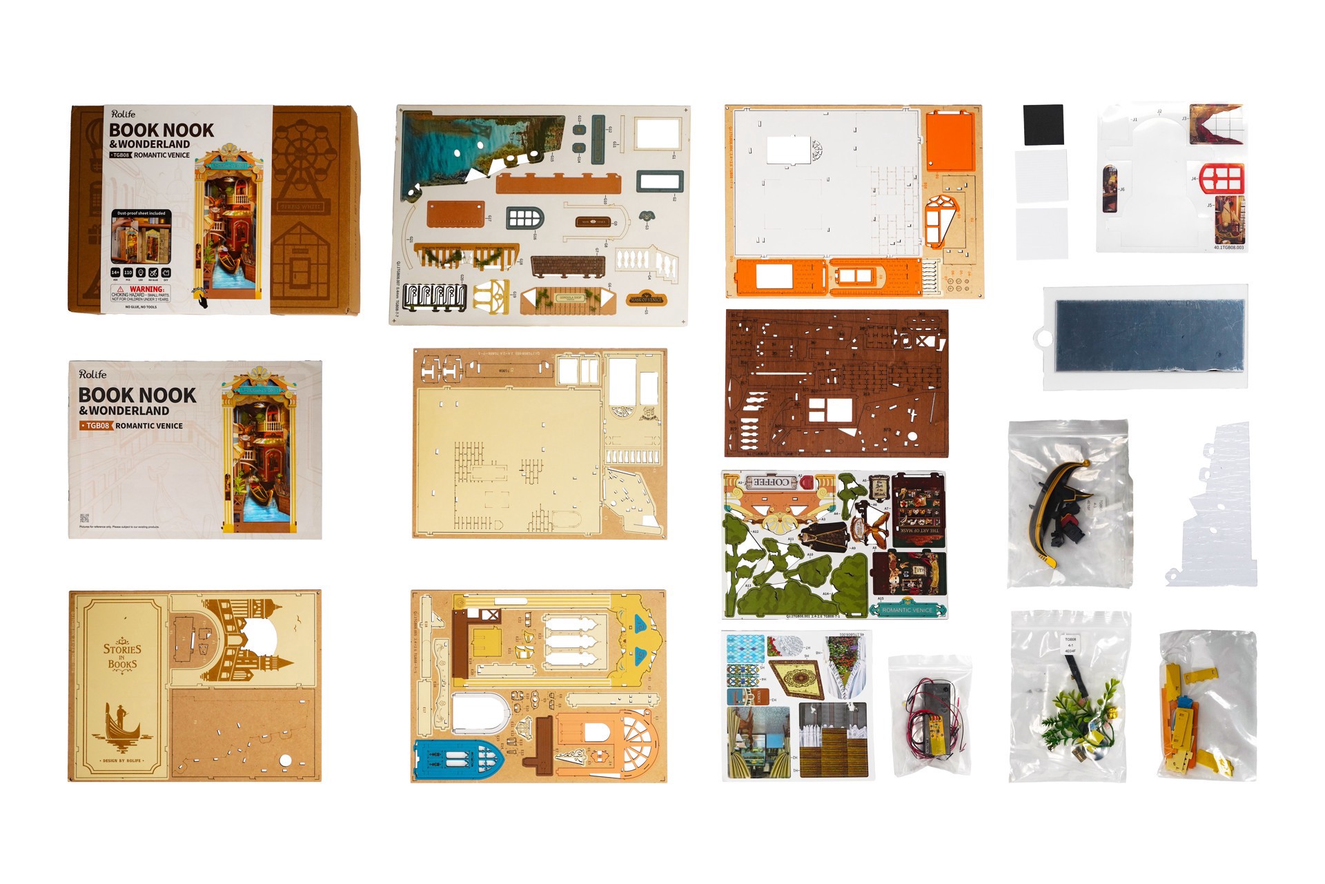 slide 4 of 10, Robotime Rolife Romantic Venice Diy Book Nook Shelf Insert Kit, 4.3 in x 7 in x 9.6 in