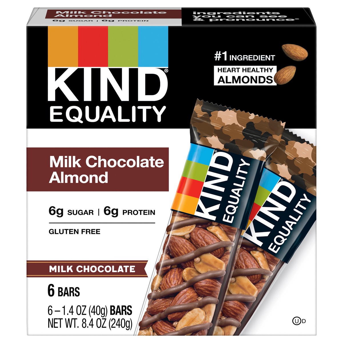 slide 1 of 4, KIND Nut Bars, Milk Chocolate Almond, 1.4 oz, 6 Count, 6 ct