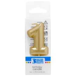Bakery Crafts Gold Numeral One Birthday Candle