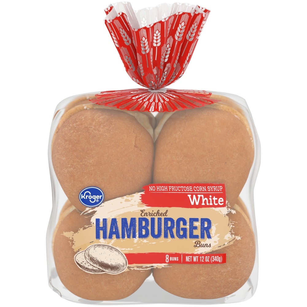 slide 1 of 1, Kroger Enriched White Hamburger Buns, 12 oz