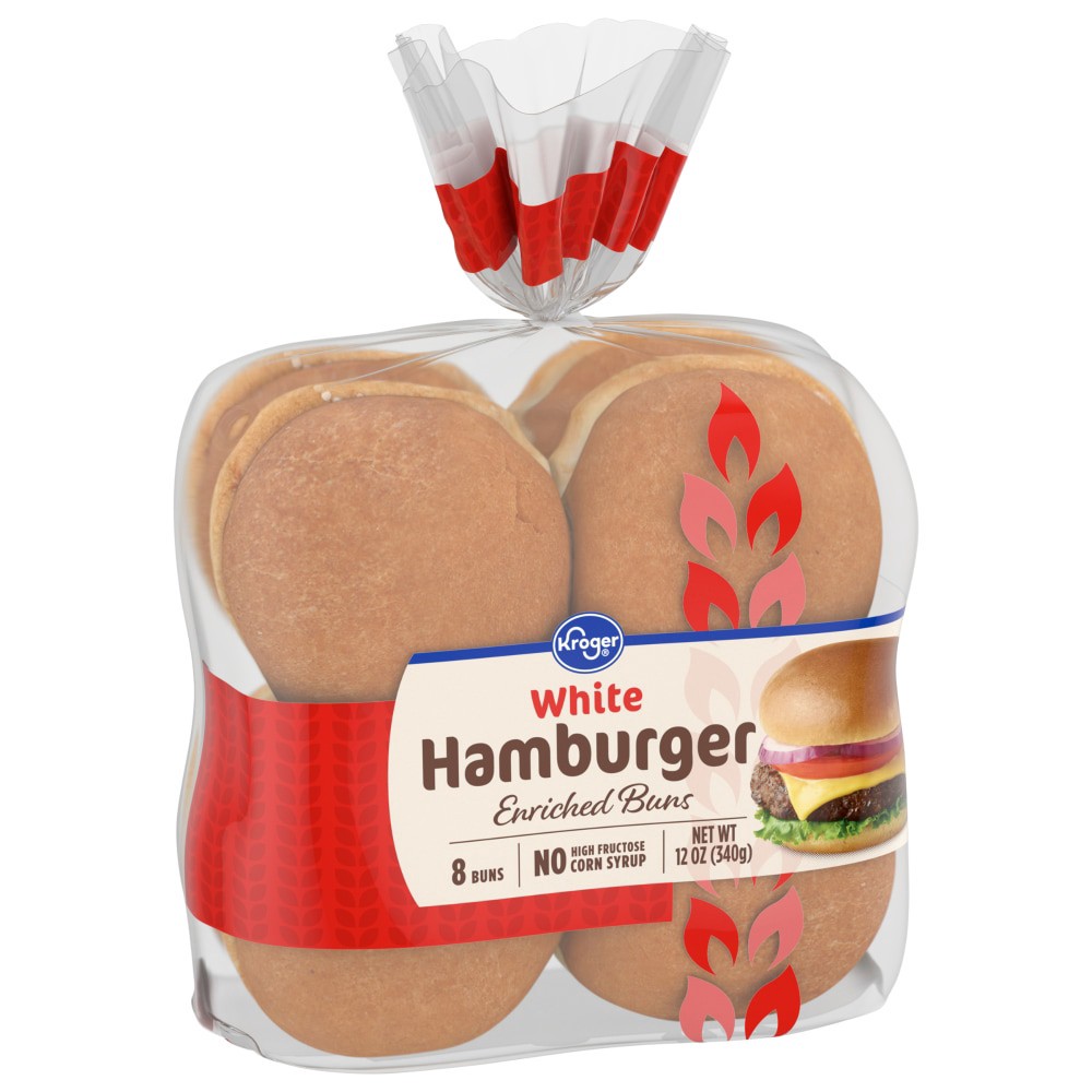 slide 1 of 3, Kroger Enriched White Hamburger Buns, 12 oz