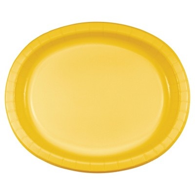 slide 1 of 1, School Bus Yellow Oval Plates, 8 ct