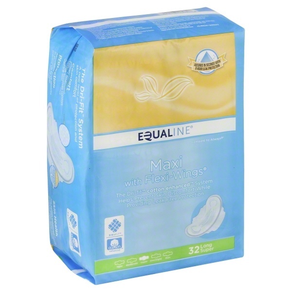 slide 1 of 1, Equaline Super Maxi Pads, 32 ct