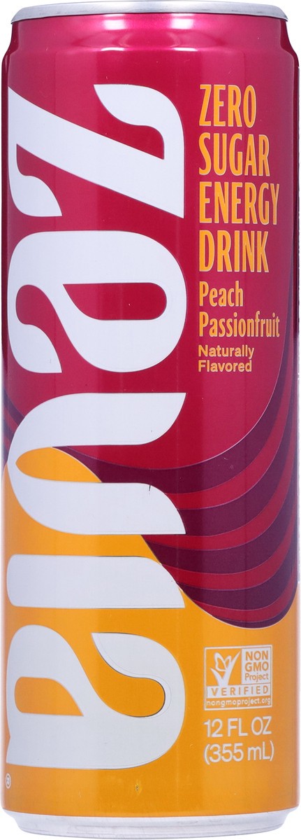 slide 9 of 9, Zevia Zero Sugar Peach Passionfruit Energy Drink - 12 fl oz, 