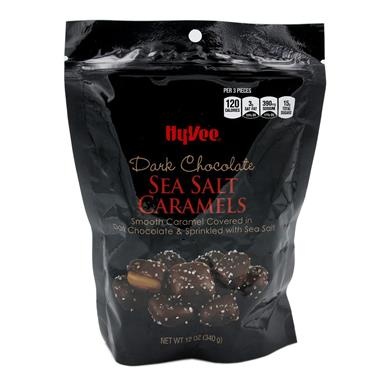 slide 1 of 1, Hy-Vee Dark Chocolate Sea Salt Caramels - 12 oz, 12 oz