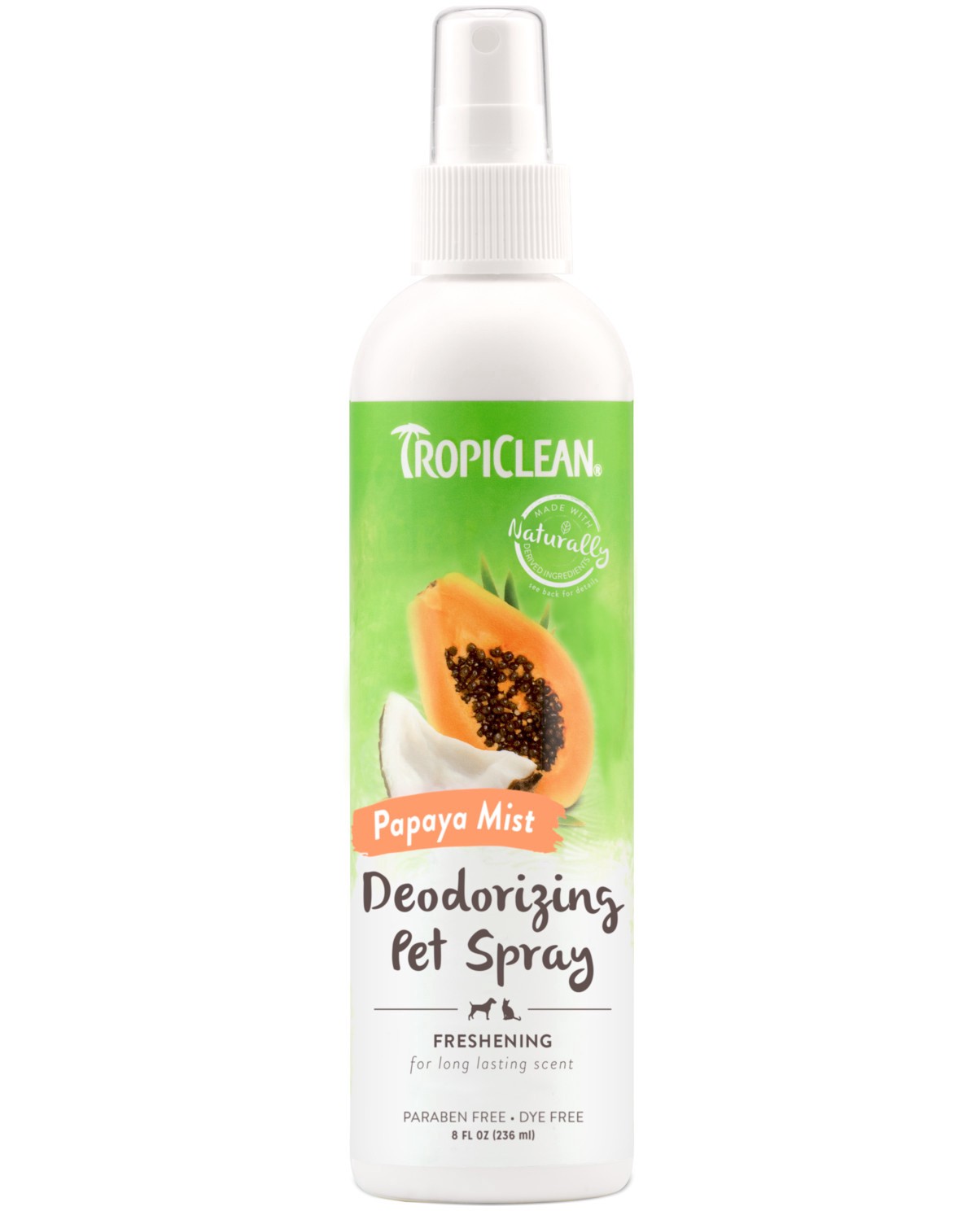 slide 1 of 10, TropiClean Papaya Mist Deodorizing Spray for Pets, 8oz, 8 oz