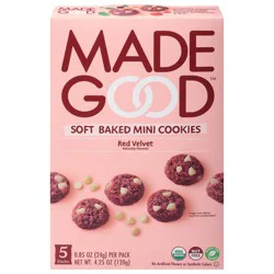 MadeGood Mini Soft Baked Red Velvet Cookies, 5 - 0.85 oz Packs