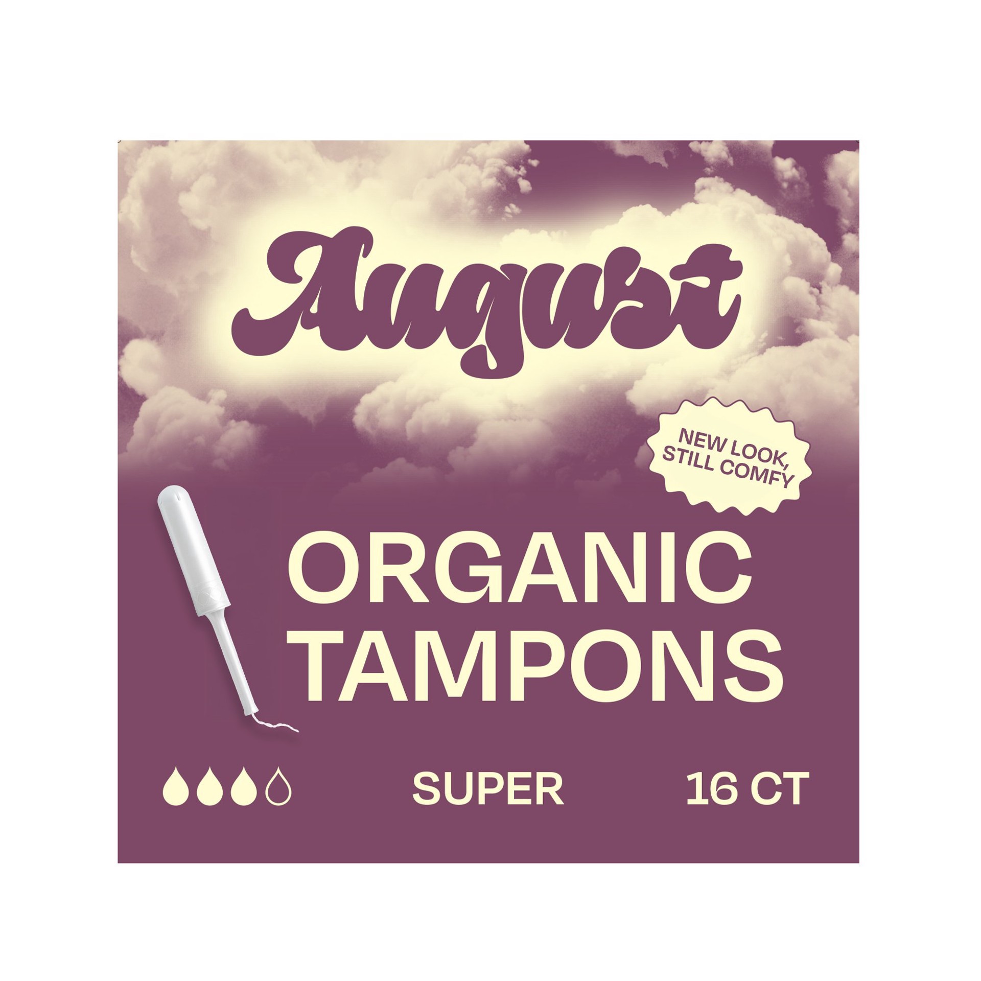 slide 1 of 1, August Organic Tampons - Super, 16 ct