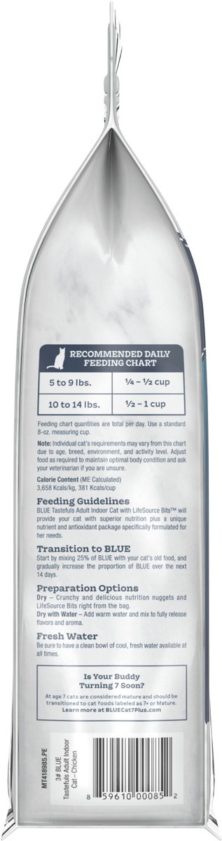 slide 3 of 6, Blue Buffalo Tastefuls Indoor Natural Adult Dry Cat Food, Chicken 3lb bag, 3 lb