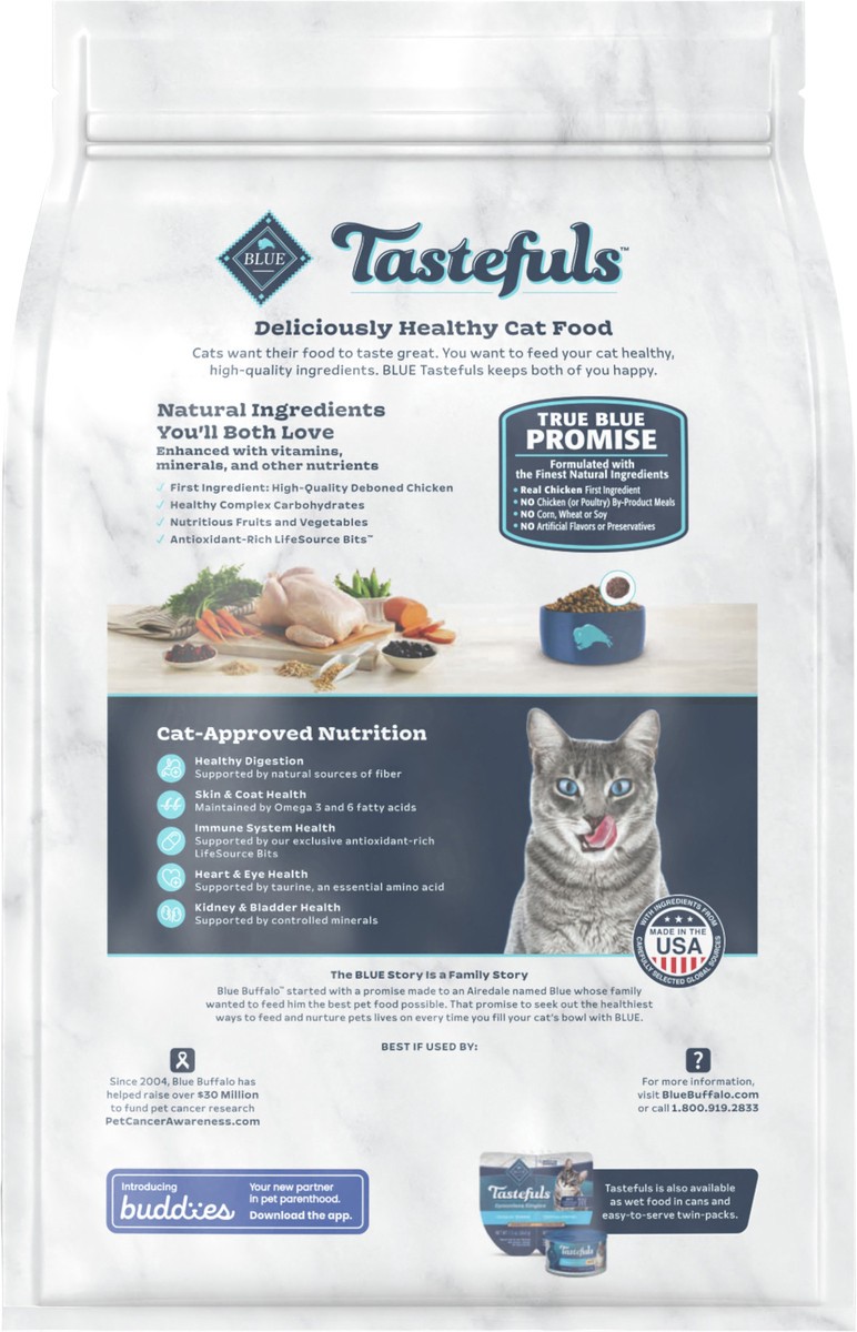 slide 6 of 6, Blue Buffalo Tastefuls Indoor Natural Adult Dry Cat Food, Chicken 3lb bag, 3 lb