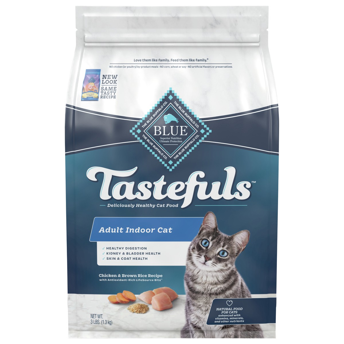 slide 2 of 6, Blue Buffalo Tastefuls Indoor Natural Adult Dry Cat Food, Chicken 3lb bag, 3 lb