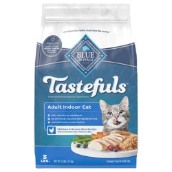 Blue Buffalo Tastefuls Adult Indoor Dry Cat Food, Chicken & Brown Rice, 3-lb Bag