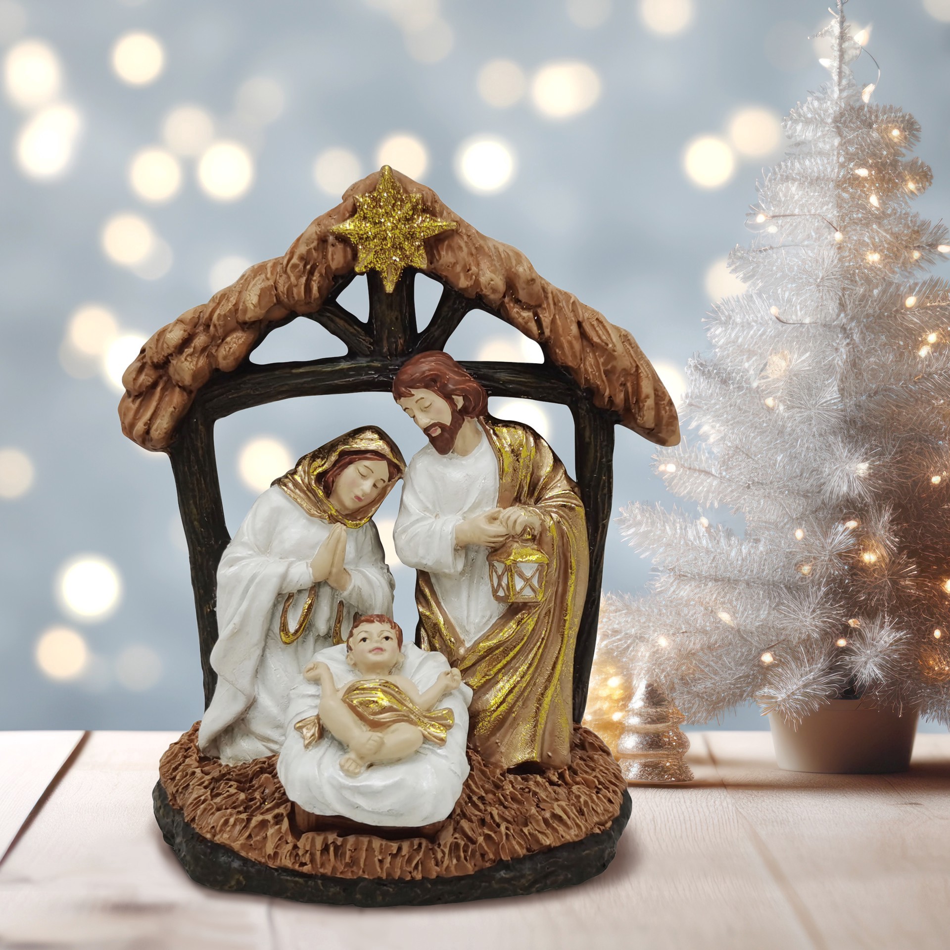 slide 4 of 4, 5.25" Pearlized Nativity Decor By Ashland, 5.25 in