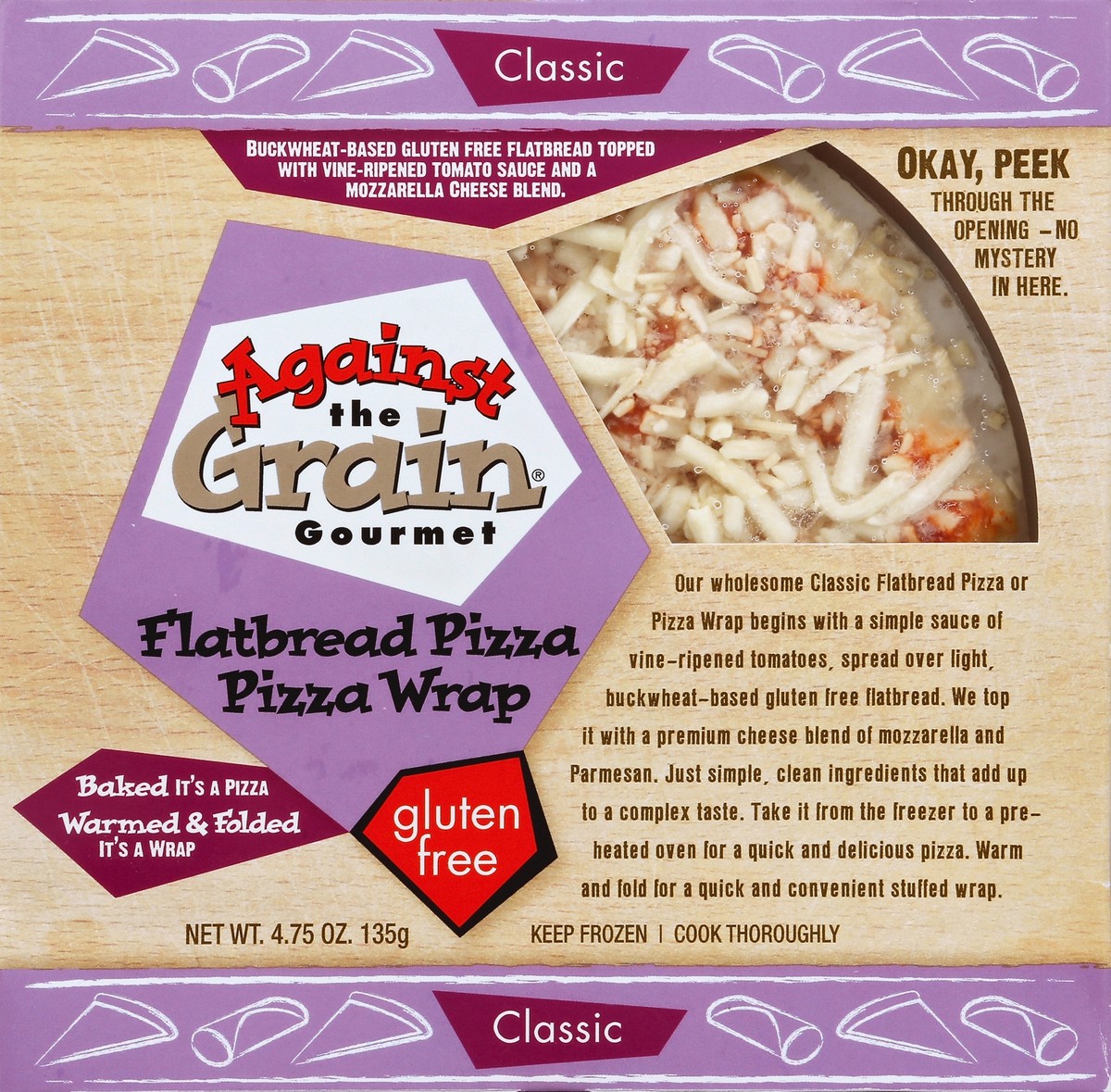 slide 4 of 4, Against the Grain Flatbread Pizza/Pizza Wrap, Gluten Free, Classic, 4.75 oz