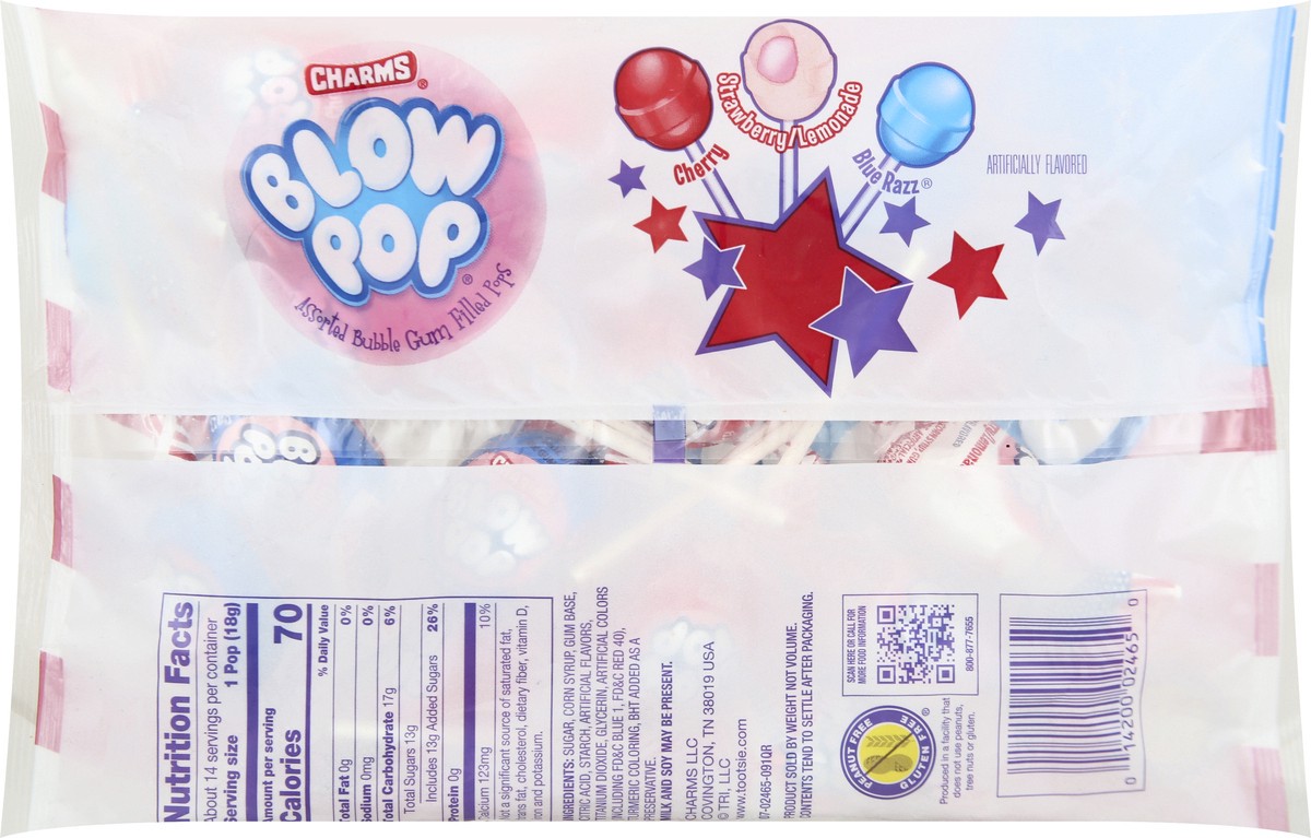 slide 6 of 8, Blow Pop Charms Flag Blow Pops, 9.1 oz