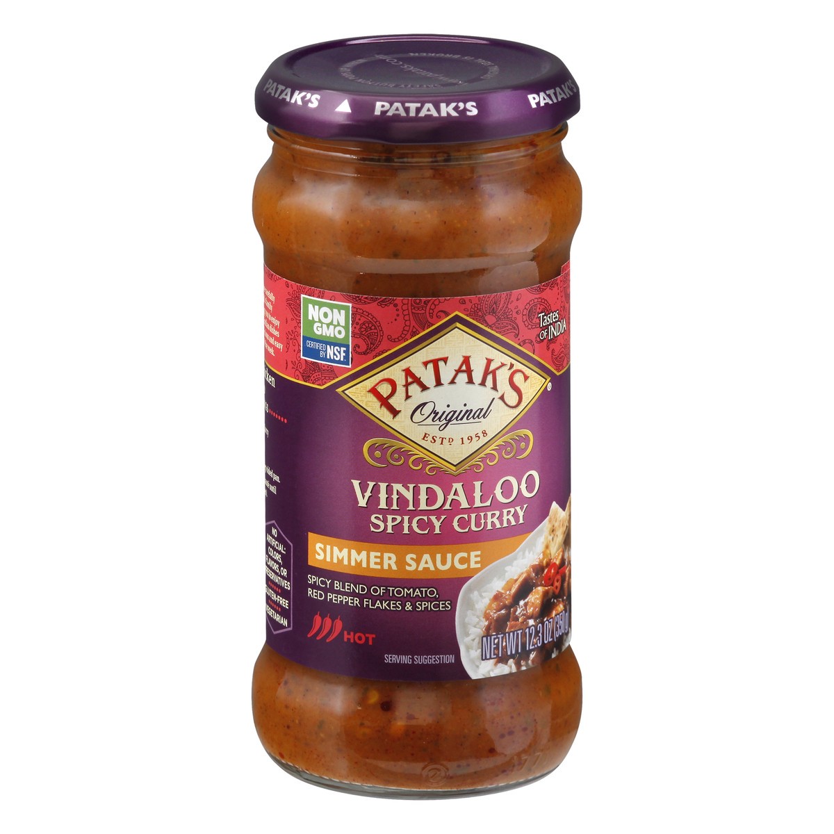 slide 4 of 10, Patak's Original Simmer Sauce Vindaloo Hot & Spicy, 12.3 oz