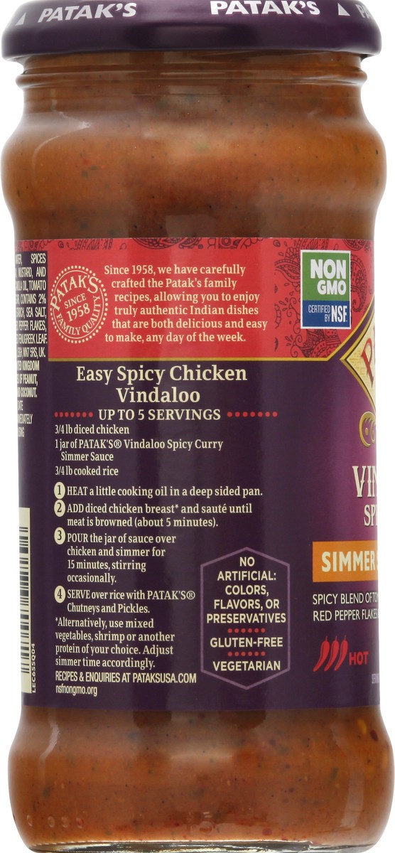 slide 5 of 10, Patak's Original Simmer Sauce Vindaloo Hot & Spicy, 12.3 oz
