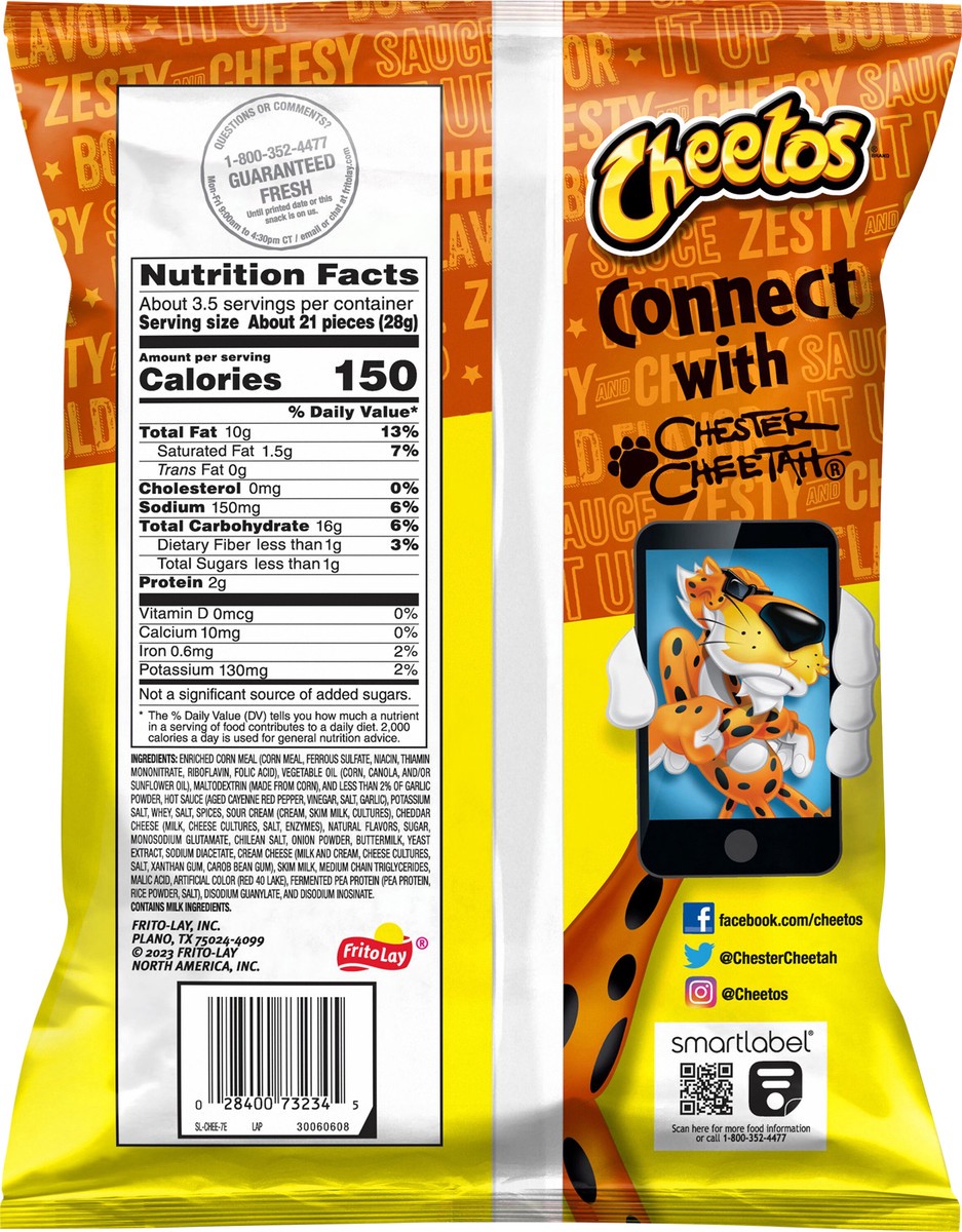 slide 2 of 8, Cheetos Crunchy Cheese Flavored Snacks Buffalo Naturally And Artificially Flavored 3.25 Oz, 