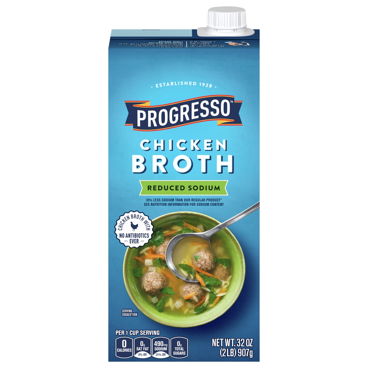 slide 1 of 9, Progresso Chicken Broth, Reduced Sodium, Gluten Free, 32 oz., 32 oz