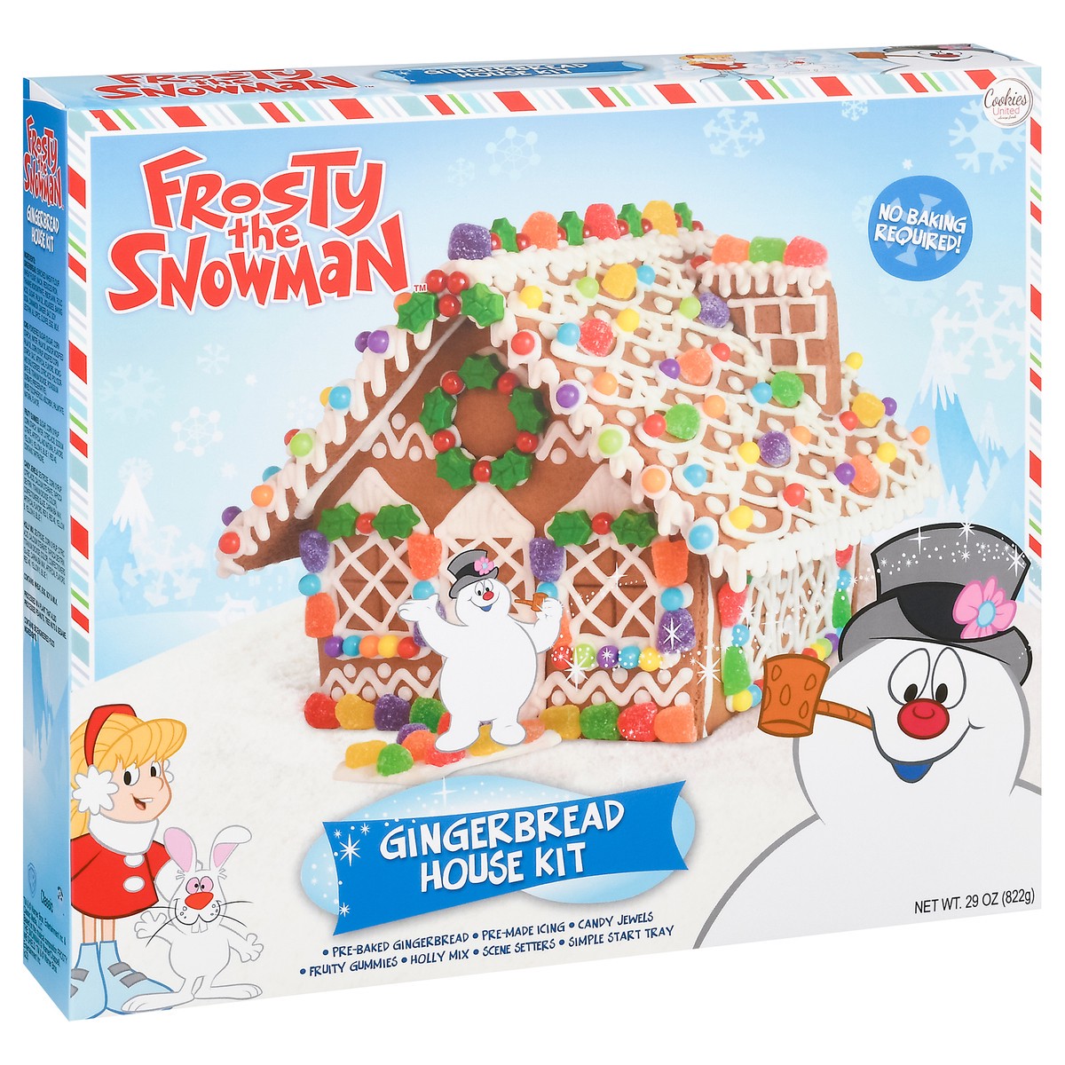 slide 2 of 9, Cookies United Frosty the Snowman Gingerbread House Kit, 29 oz