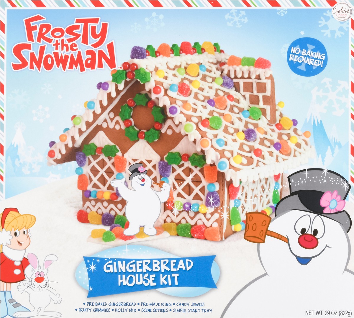 slide 6 of 9, Cookies United Frosty the Snowman Gingerbread House Kit, 29 oz
