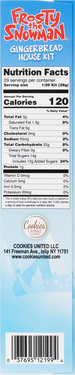 slide 8 of 9, Cookies United Frosty the Snowman Gingerbread House Kit, 29 oz