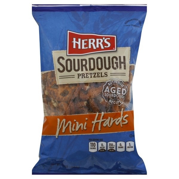 slide 1 of 1, Herr's Mini Hards Sourdough Pretzels, 16 oz