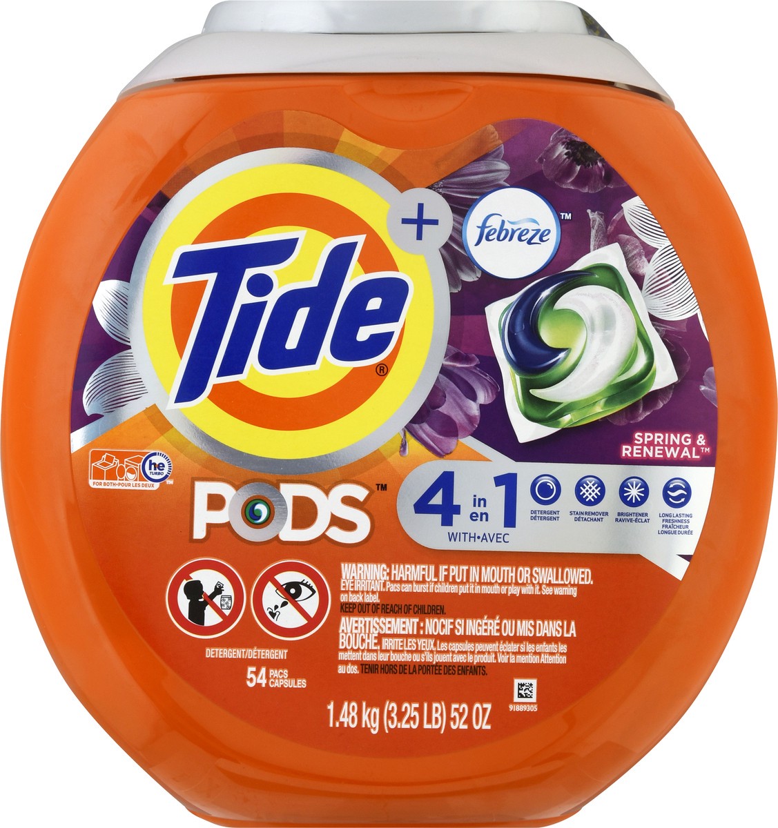 slide 3 of 12, Tide Pacs Spring & Renewal 4 in 1 Febreze Detergent 54 ea, 54 ct