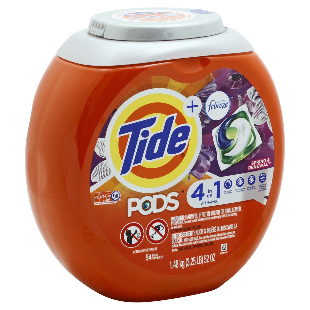 slide 12 of 12, Tide Pacs Spring & Renewal 4 in 1 Febreze Detergent 54 ea, 54 ct