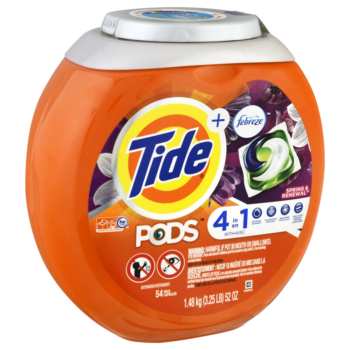 slide 5 of 12, Tide Pacs Spring & Renewal 4 in 1 Febreze Detergent 54 ea, 54 ct