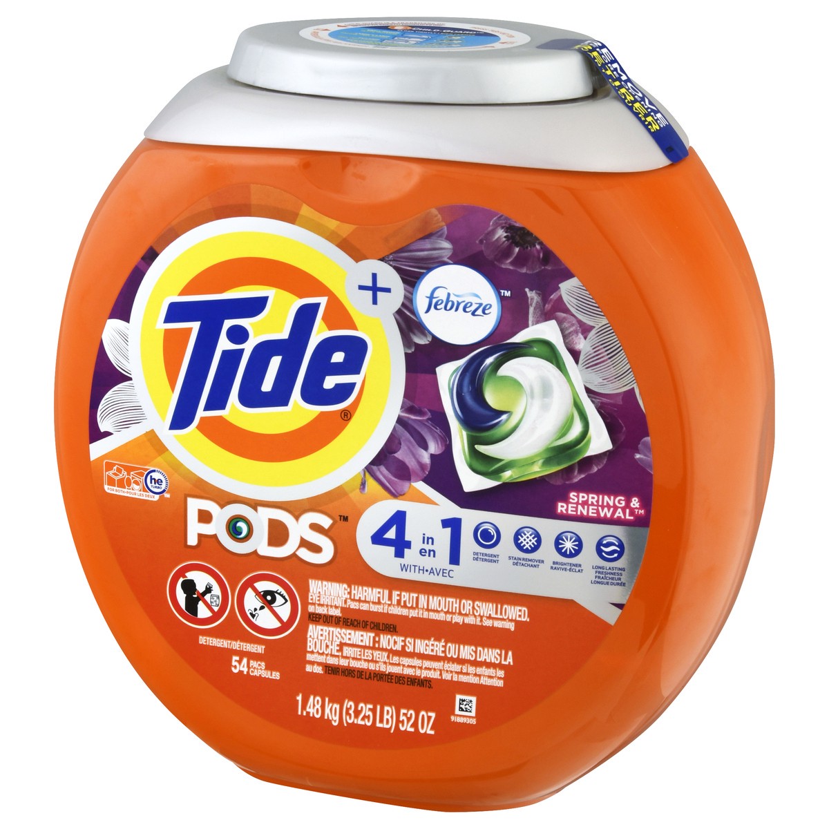 slide 7 of 12, Tide Pacs Spring & Renewal 4 in 1 Febreze Detergent 54 ea, 54 ct