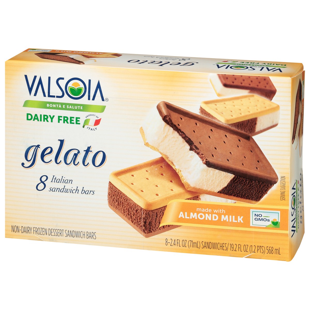 slide 3 of 11, Valsoia Vegan Dairy Free Italian Gelato Sandwich Bars 8 - 2.4 fl oz Each, 8 ct