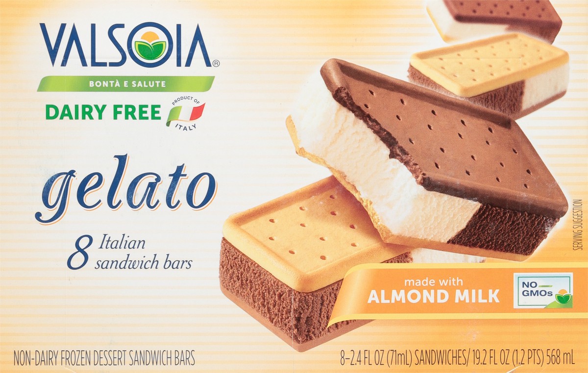 slide 9 of 11, Valsoia Vegan Dairy Free Italian Gelato Sandwich Bars 8 - 2.4 fl oz Each, 8 ct