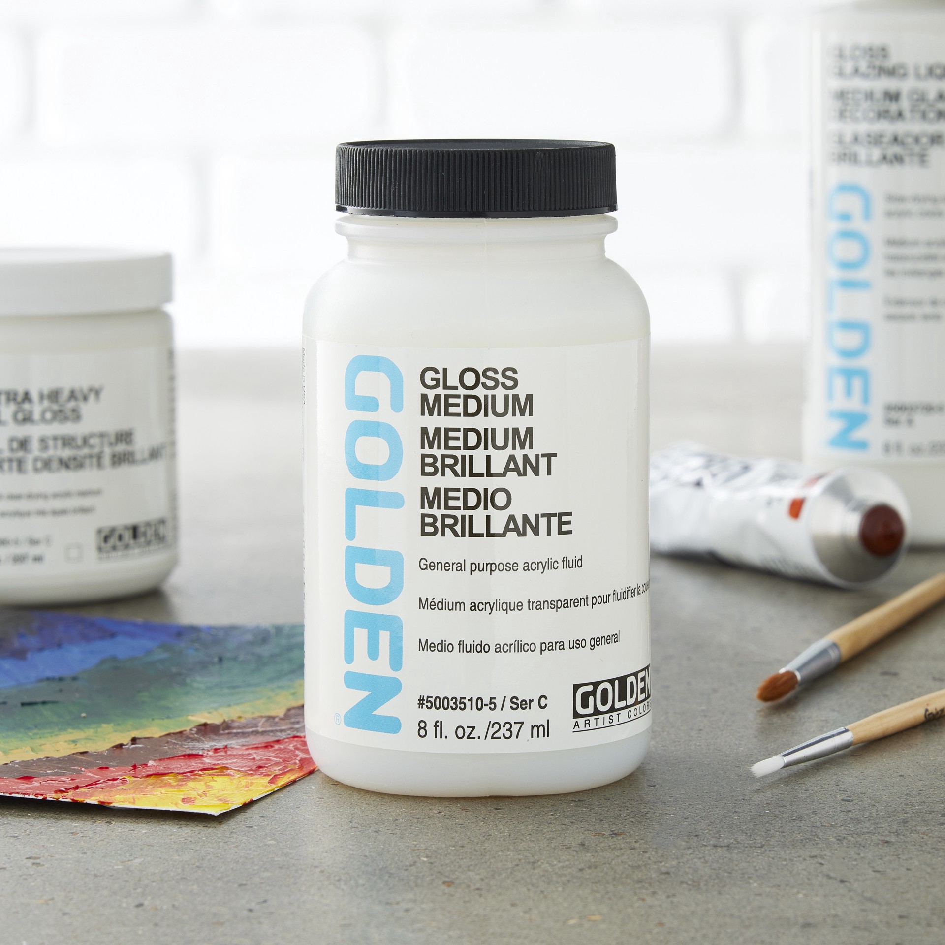 slide 2 of 2, Golden Artist Colors Gloss Polymer Medium, 8 fl oz