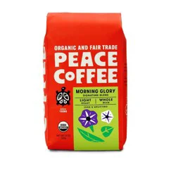 Peace Coffee Organic Whole Bean Decaf Morning Glory - 12 oz