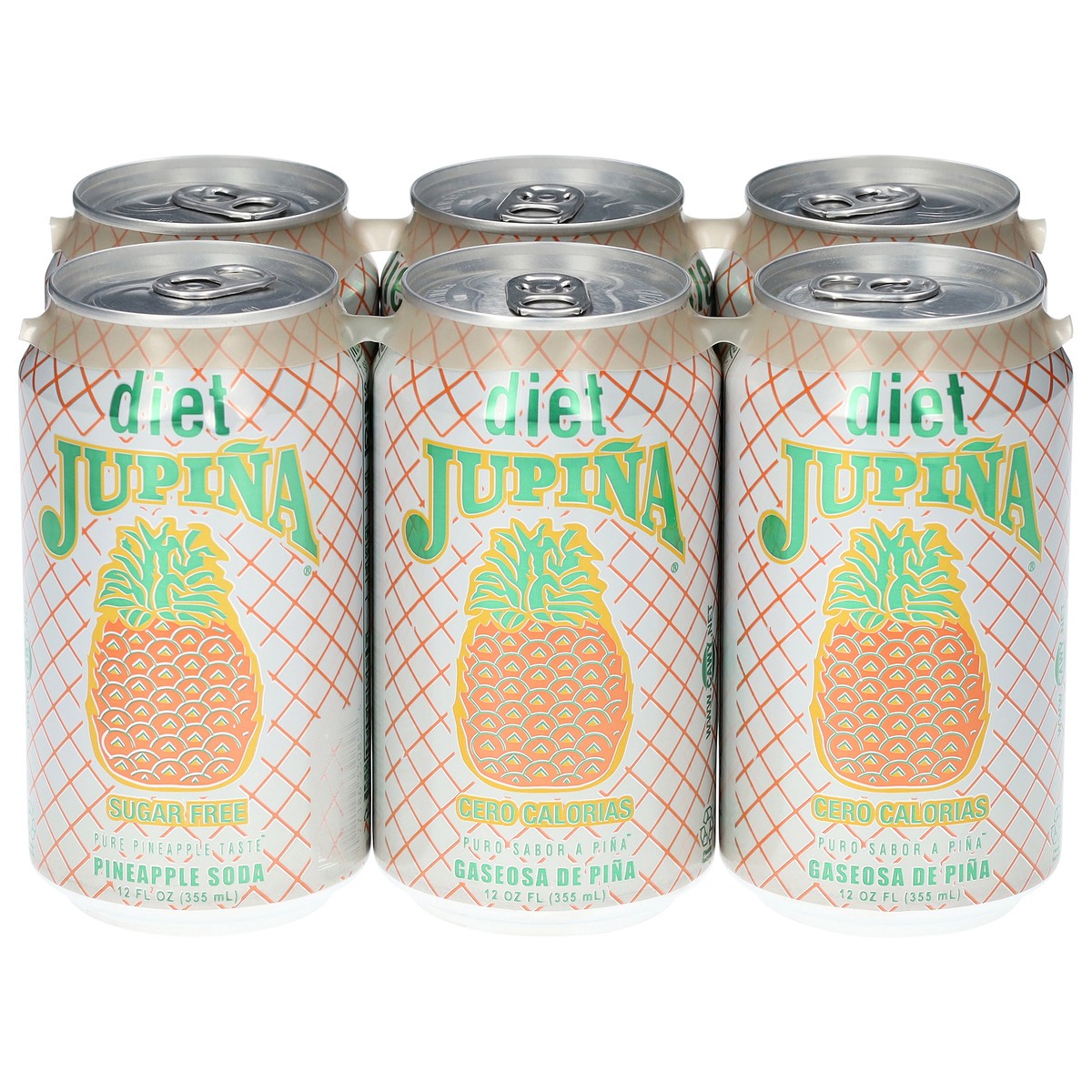 slide 1 of 15, Jupina Sugar Free Diet Pineapple Soda 6 - 12 fl oz Cans, 6 ct