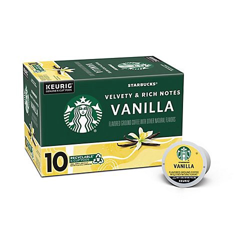 slide 1 of 1, Starbucks 100% Arabica Naturally Flavored Vanilla K Cup Coffee Pods Box 10 Count - Each, 1 ct