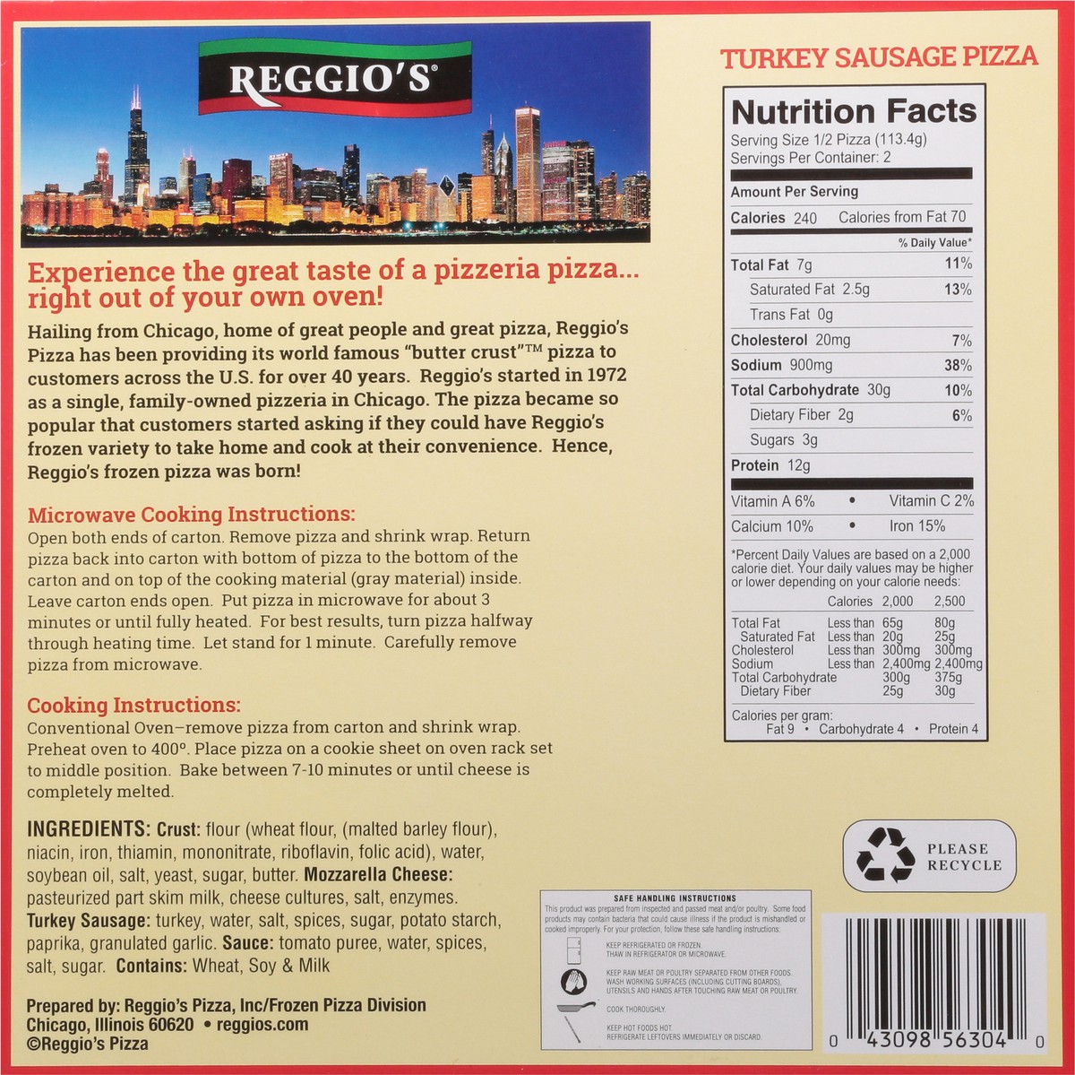 slide 3 of 14, Reggio's Butter Crust Turkey Sausage Pizza 8 oz, 8 oz