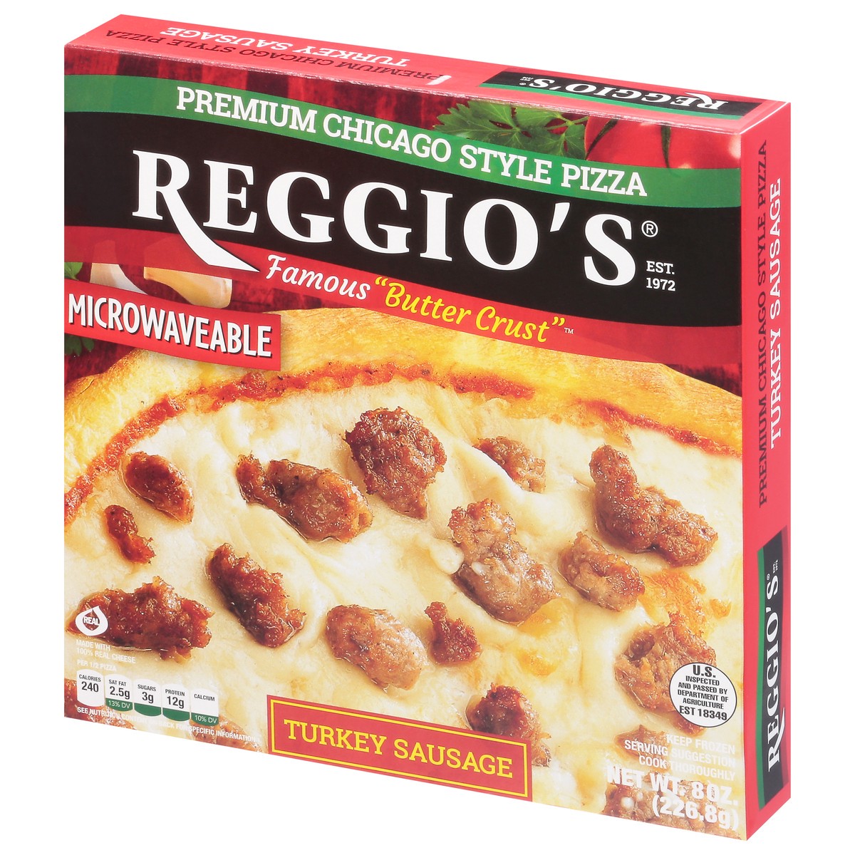 slide 9 of 14, Reggio's Butter Crust Turkey Sausage Pizza 8 oz, 8 oz