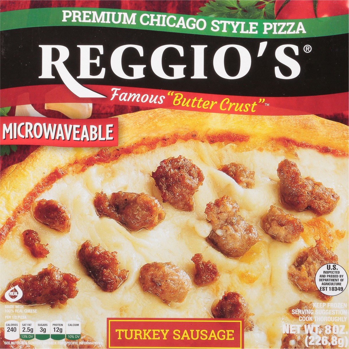slide 8 of 14, Reggio's Butter Crust Turkey Sausage Pizza 8 oz, 8 oz