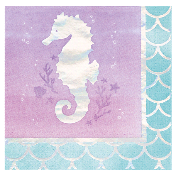 slide 1 of 1, Creative Converting Mermaid Shine Beverage Napkin, 16 ct