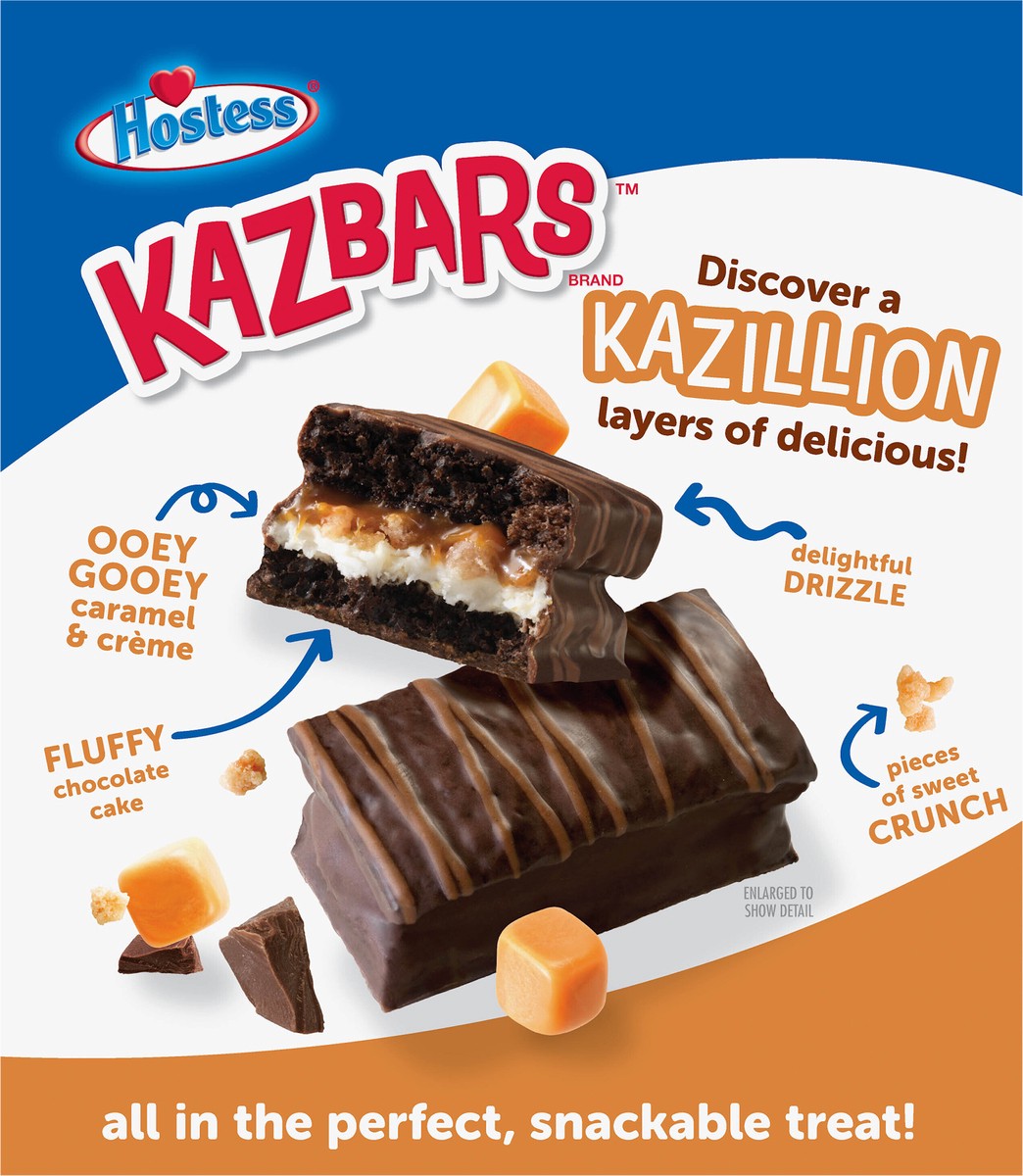 slide 5 of 9, HOSTESS Chocolate Caramel KAZBARS Creamy and Crunchy Layer Bar, Individually Wrapped, Grab and Go, 8 Count 10 oz, 8 ct