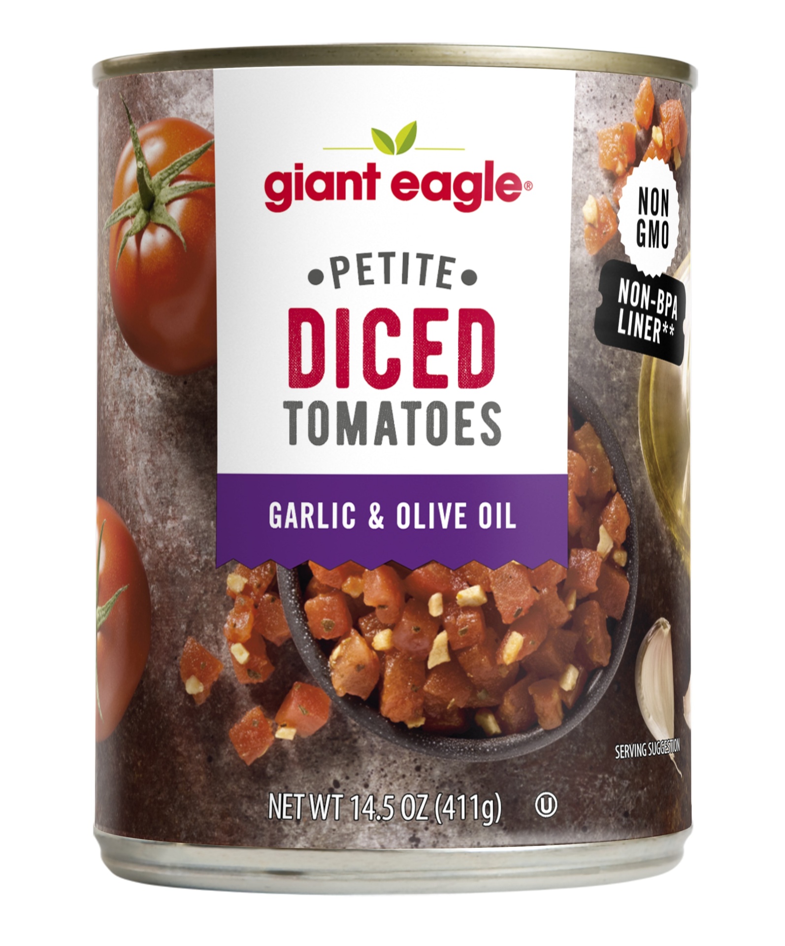 slide 1 of 1, GE Pet Diced Tom Garlic & Oil, 14.5 oz