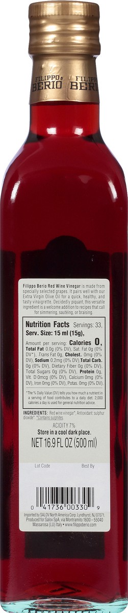 slide 4 of 9, Filippo Berio Red Wine Vinegar 16.9 fl oz, 16.9 fl oz