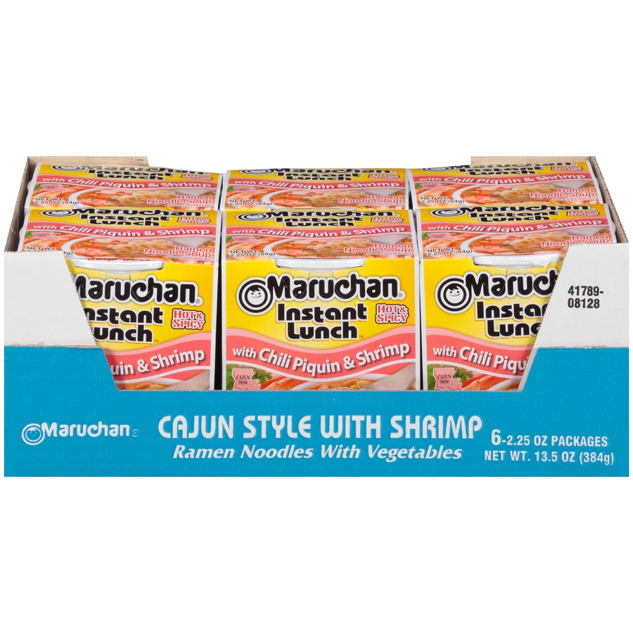 slide 1 of 8, Maruchan Instant Lunch Hot & Spicy with Chili Piquin & Shrimp Ramen Noodle Soup, 6 ct; 2.25 oz